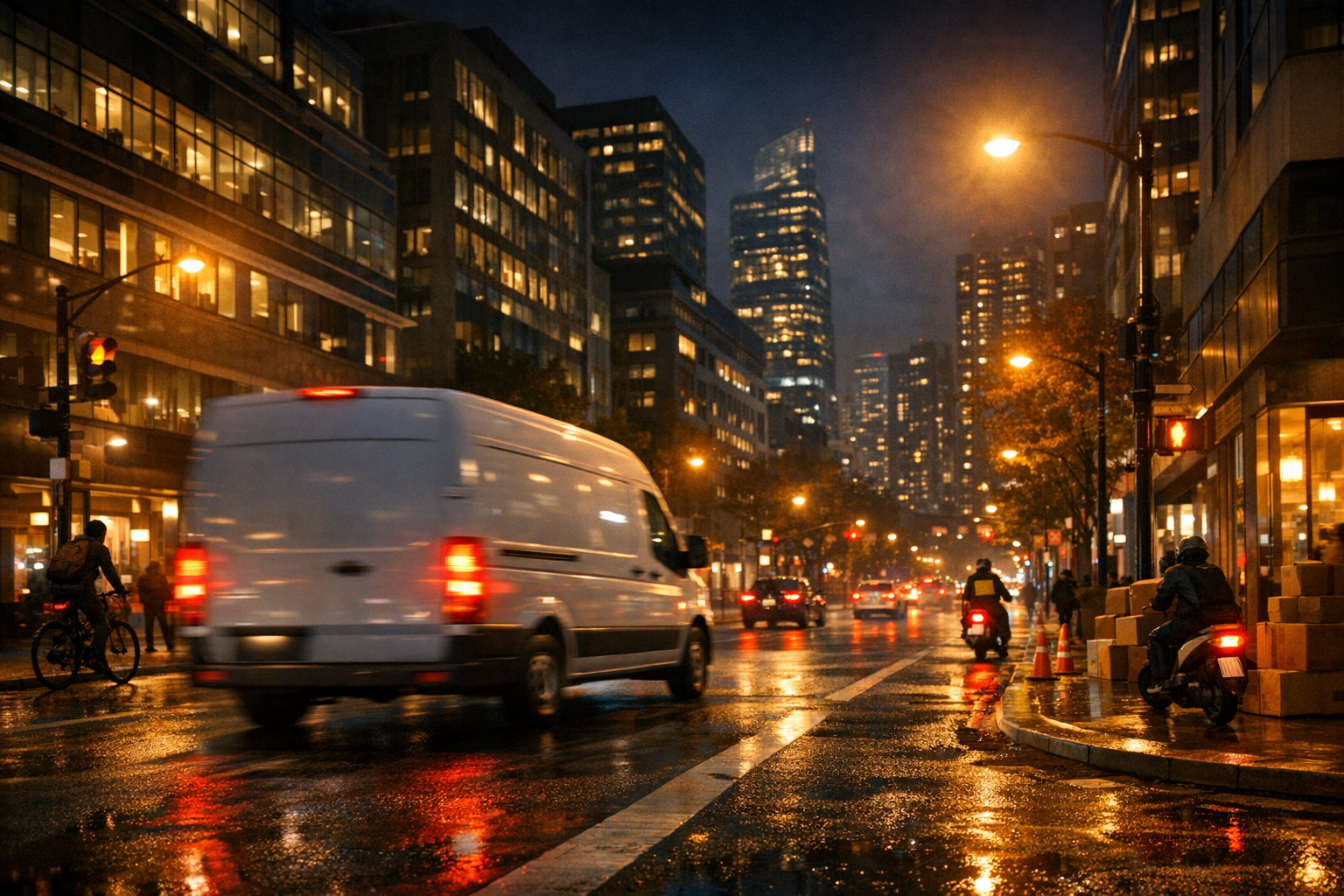 City street at night